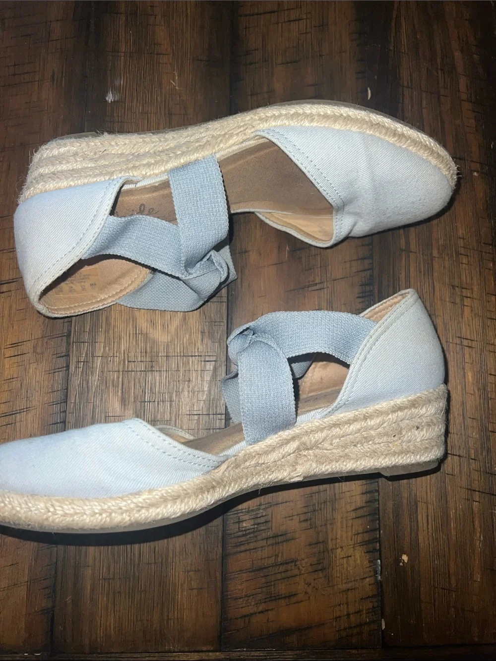 LifeStride Kascade Canvas Cross-Strap Wedge Espadrilles Blue/~size~ 10~